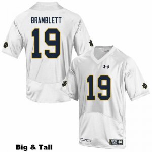 Notre Dame Fighting Irish Men's Jay Bramblett #19 White Under Armour Authentic Stitched Big & Tall College NCAA Football Jersey RTE6299MO